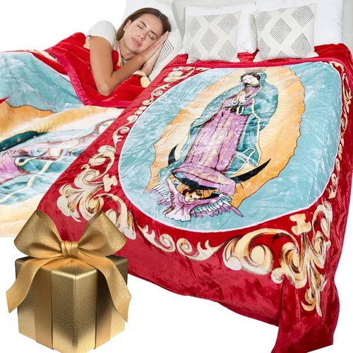 Hiyoko - Manta de la Virgen María, 75 pulgadas de ancho x 90 pulgadas de alto - Manta de visón coreano de la Santa Madre, Guadalupe Religiosa -