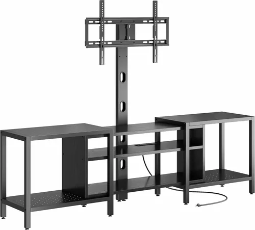 IRONCK Soporte de TV de 79 pulgadas para televisores de hasta 85 pulgadas con soporte y toma de corriente, consola de TV de 3 niveles con estantes