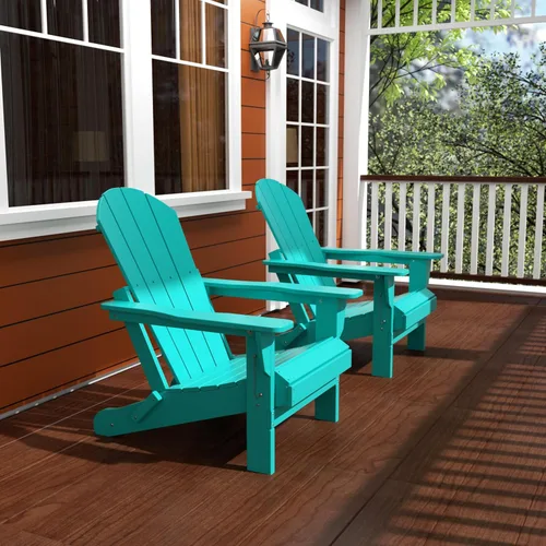 Miniatura 2 de HDPE Laguna - Silla plegable de polietileno Adirondack (juego de 2), turquesa