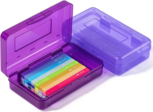 Miniatura 30 de Mr. Pen - Cajas de lápices transparentes, paquete de 6, 7.9 x 4.5 x 2.4 pulgadas, azul transparente, tapa hermética, organizador de cajas de lápices