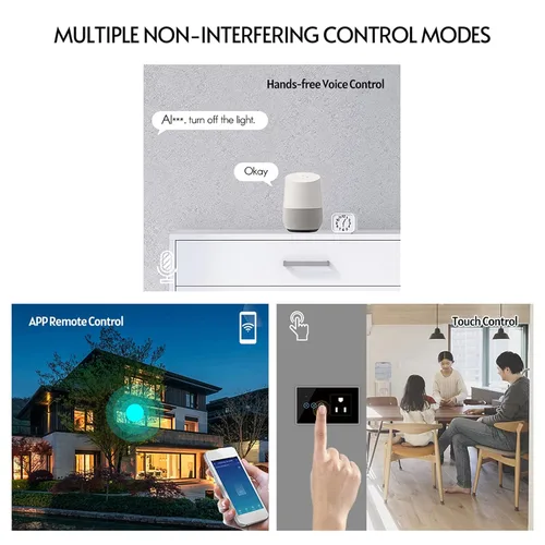 Miniatura 9 de mewmewcat Toma de pared inteligente con interruptor táctil de 1 banda, negro, control táctil, operación manual, clasificación IP54, compatible