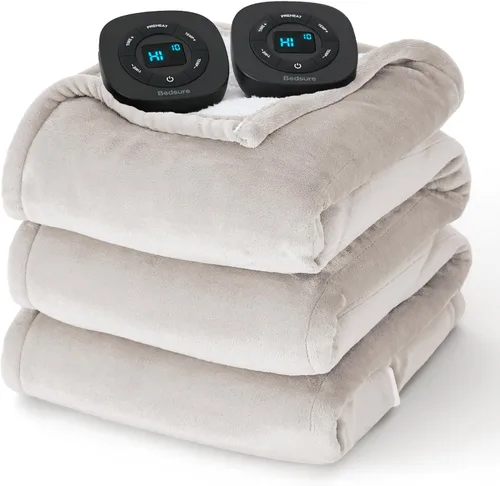 Miniatura 13 de Bedsure - Manta eléctrica con control dual, térmica, tamaño matrimonial, de pelo sintético suave con 10 ajustes de tiempo, 10 ajustes de calor