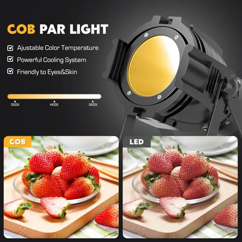 Miniatura 5 de HOLDLAMP Foco COB LED Luz de Escenario Luces Par de Fiesta Blanco Cálido Frío DMX Focos Portátiles Carcasa de Metal Luz Estroboscópica Brillante