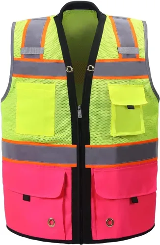 Miniatura 15 de Shine Bright Chaleco de seguridad – Alta visibilidad con correas reflectantes y bolsillos – Premium, suave, duradero y transpirable Rojo