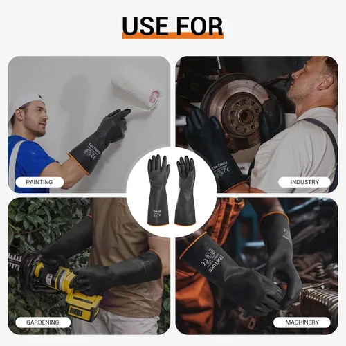 Miniatura 7 de ThxToms Guantes de látex resistentes a productos químicos, guantes de goma impermeables, resistentes a pinchazos, resistentes al aceite ácido y 14