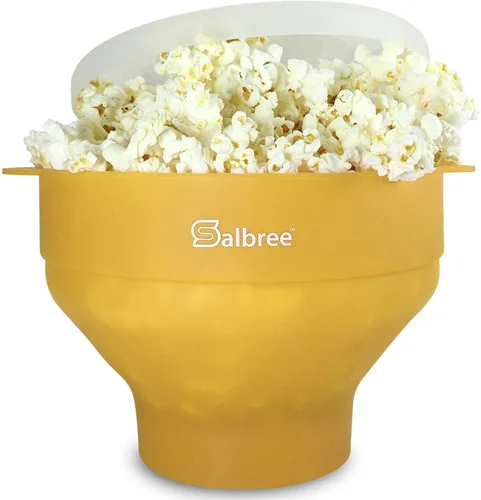 Miniatura 22 de La máquina original Salbree para palomitas de maíz plegable de silicona para microondas, cuenco microondas con capacidad para 16 tazas, utiliza aire