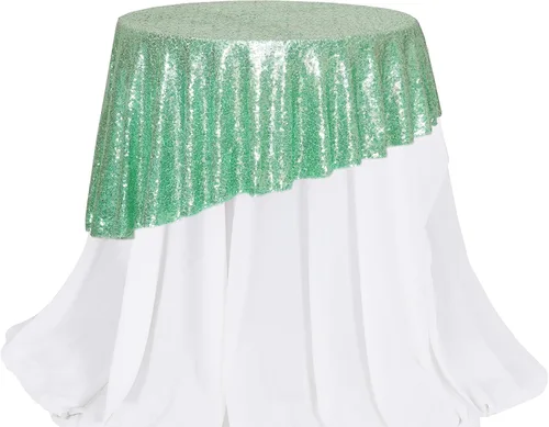 Miniatura 188 de PartyDelight Mantel de lentejuelas redondo de 50 pulgadas, color dorado claro, adorno de mesa para decoración de bodas, fiestas, cumpleaños
