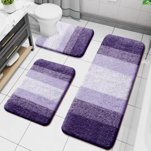Miniatura 12 de Arotive - Juego de alfombras de baño de 3 piezas, alfombras de baño extra suaves y absorbentes, alfombrillas de baño lavables a máquina y que se