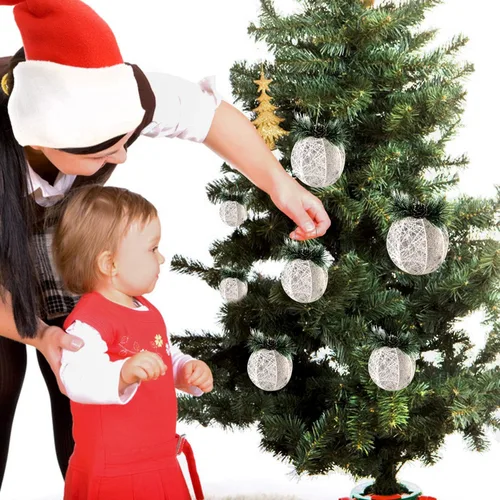 Miniatura 5 de Adornos de bola de Navidad, juego de 4 piezas de hilo de ratán de piña blanca, adorno de árbol de Navidad, árboles de Navidad, decoración de fiesta