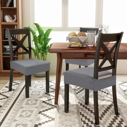 Miniatura 8 de smiry Fundas de asiento impermeables para sillas de comedor, juego de 2, fundas elásticas de jacquard extraíbles y lavables, sin fundas traseras