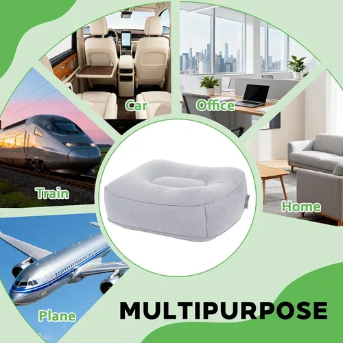 Miniatura 9 de Reposapiés inflable para viajes en avión y oficina, almohada portátil para reposapiernas, pies elevados para vuelos económicos, escritorio en casa