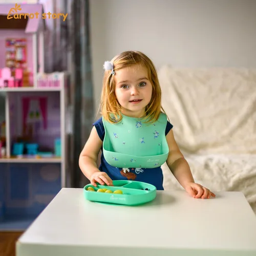 Miniatura 6 de Baberos de bolsillo 100% de silicona para bebés, baberos lavables impermeables, sin BPA, aptos para microondas y lavavajillas, juego de 2