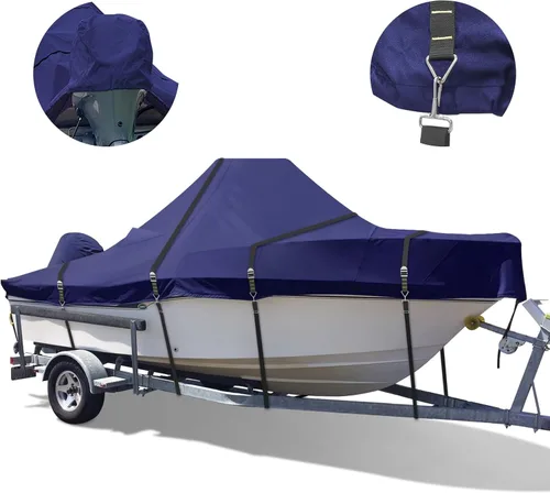 Miniatura 7 de 900D - Funda para botes con consola central, con correas de hebillas metálicas completas a prueba de viento, resistente para botes con consola