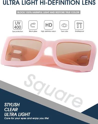 Miniatura 45 de PORADAY Gafas de sol cuadradas grandes de moda para mujeres y hombres, marco grueso negro de lujo, gafas de sol modernas con montura grande