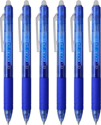Miniatura 2 de ParKoo Bolígrafos de gel retráctiles borrables, punta fina de 0.028 in, desaparece el error, tinta azul para tomar notas y crucigramas, paquete de 6