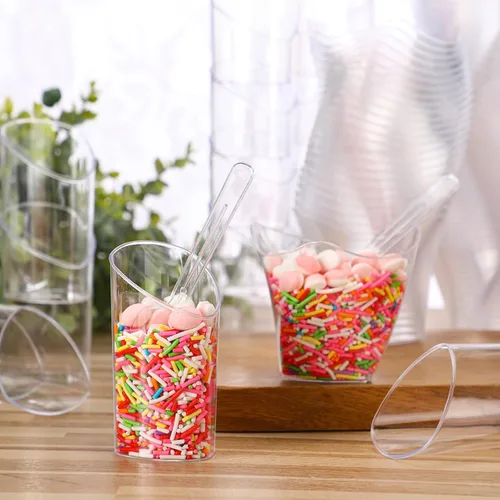 Miniatura 4 de Funtery Paquete de 300 mini tazas de postre de 3 onzas y 4 onzas con cucharas, tazas reutilizables de plástico transparente para yogur, parfait