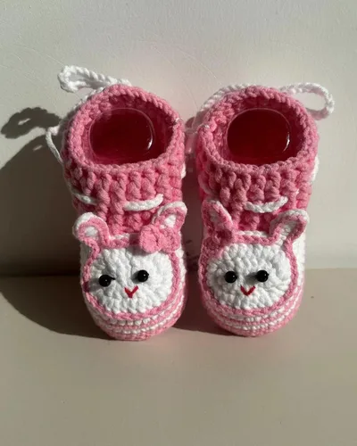 Miniatura 3 de DFXIU Botines de bebé recién nacido, transpirables y cómodos, a mano, de ganchillo, suave, de dibujos animados, para bebés de 0 a 1 año