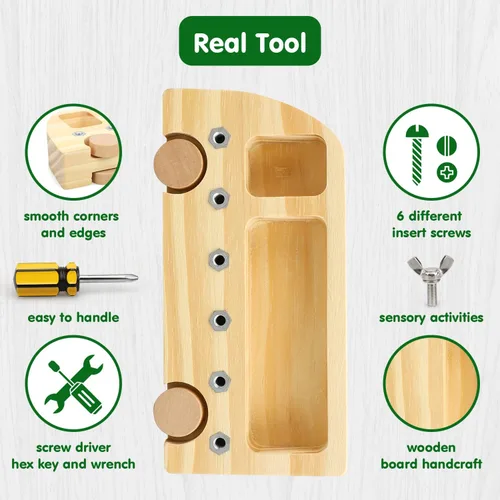 Miniatura 3 de TOY Life Juego de tablero de destornillador Montessori de madera para niños pequeños y niños de 3, 4, 5 años, juguetes sensoriales de autobús