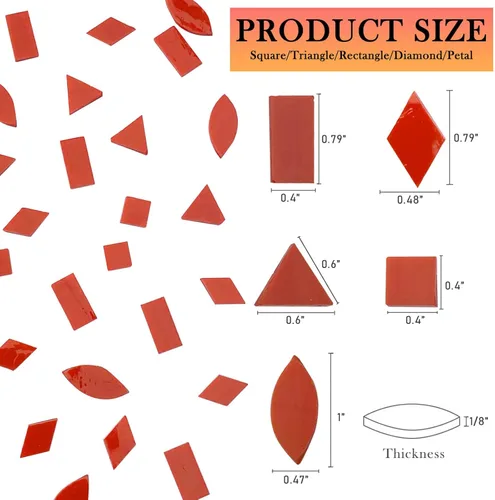 Miniatura 3 de LITMIND Kit de Azulejos de Mosaico de Vidrio Manchado Rojo Naranja para Manualidades - 240 Piezas, 5 Formas Mixtas