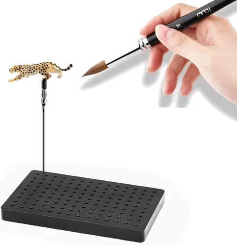 Miniatura 7 de Soporte de pintura para modelo, soporte de base y 12 piezas de clip de cocodrilo flexible, herramientas de modelado para aerógrafo, piezas