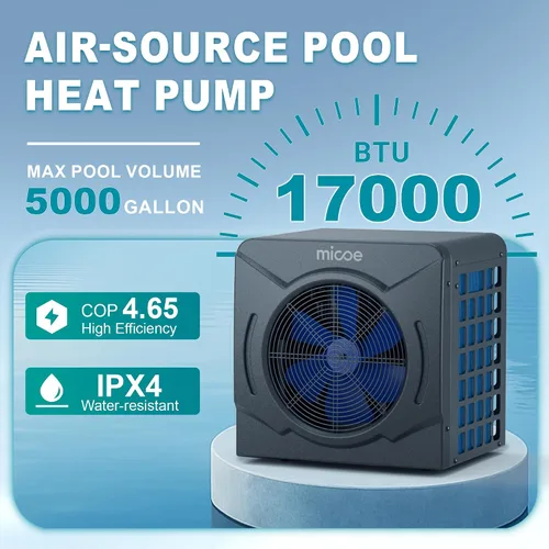 Miniatura 2 de MICOE Calentador de piscina de 17000 BTU para sobre el suelo, bomba de calor de piscina, calefacción o refrigeración, intercambiador de calor