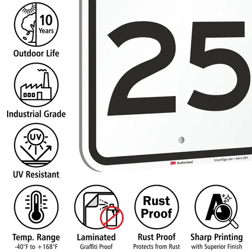 Miniatura 7 de SmartSign Letrero de metal de 18 x 12 pulgadas, límite de velocidad de 25 pulgadas, aluminio de 63 mil, material reflectante laminado de grado