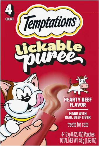 Miniatura 15 de Temptations Creamy Puree - Golosinas húmedas exprimibles para lamer para gatos con salmón, tubos de 0.42 onzas, 16