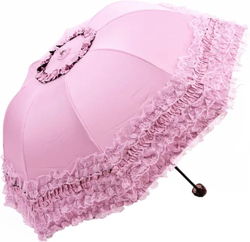 Miniatura 59 de Honeystore Paraguas plegable a prueba de rayos ultravioleta Princess Lace Parasol con cúpula anti-UV