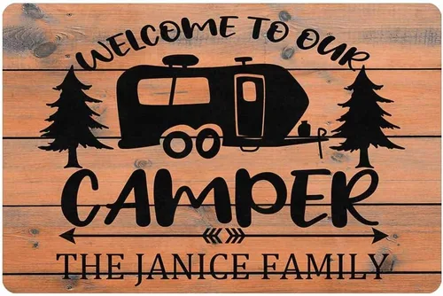 Miniatura 13 de Alfombras de camping con nombre personalizado, bienvenido a nuestra caravana, alfombrillas para exteriores, antideslizantes, coloridas, alfombra