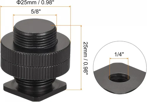 Miniatura 2 de uxcell Adaptador de soporte de micrófono, hembra de 1/4 pulgadas a 5/8 pulgadas macho 0.98 pulgadas, adaptador de tornillo de conversión