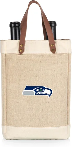 Miniatura 25 de PICNIC TIME NFL Pinot - Jute 2 Bottle Insulated Wine Bag - Wine Tote Bag - Wine Gift Bag, (Beige)