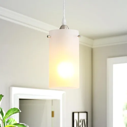 Miniatura 2 de Lámparas Colgantes Mini de 1 Luz, Candelabro Moderno Colgante Lámpara de Techo con Pantalla Blanca Esmerilada, Iluminación Colgante de Níquel