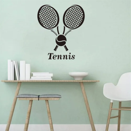 Miniatura 3 de Adhesivo de pared para jugador de tenis, diseño moderno de silueta deportiva para adolescentes, atletas o fanáticos, decoración única de PVC