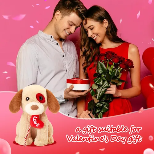 Miniatura 2 de Glow Guards Peluche de perro Labrador de San Valentín, peluche de perro labrador de 10 pulgadas con corazón rojo, peluche suave para cachorros