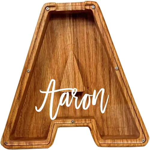 Alcancía de madera grande personalizada, 7.5 pulgadas, con ventana acrílica fácil de abrir, caja de ahorro de dinero inicial para niños y niñas,