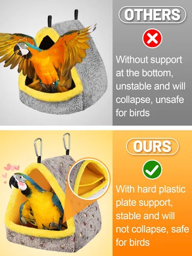 Miniatura 2 de Gran casa nido de pájaros cálida para invierno, cómoda cama para pájaros para jaula con alfombrilla, hamaca colgante refugio escondite cabaña regalo