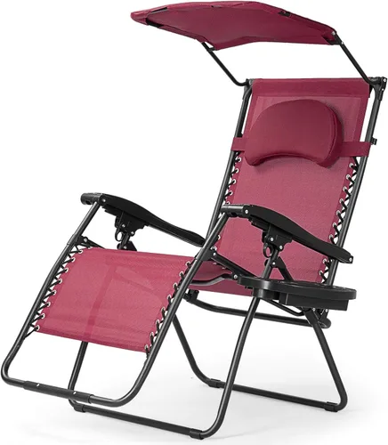 Miniatura 10 de HAPPYGRILL Zero Gravity - Sillón reclinable plegable para patio al aire libre, playa, patio, piscina, gris