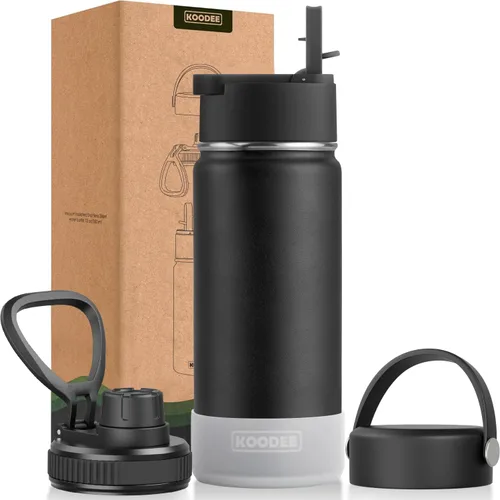 Miniatura 69 de koodee Insulated Water Bottle, 32 oz Stainless Steel Double Wall Vacuum Wide Mouth Sport Bottle with Leakproof Spout Lid (Navy)