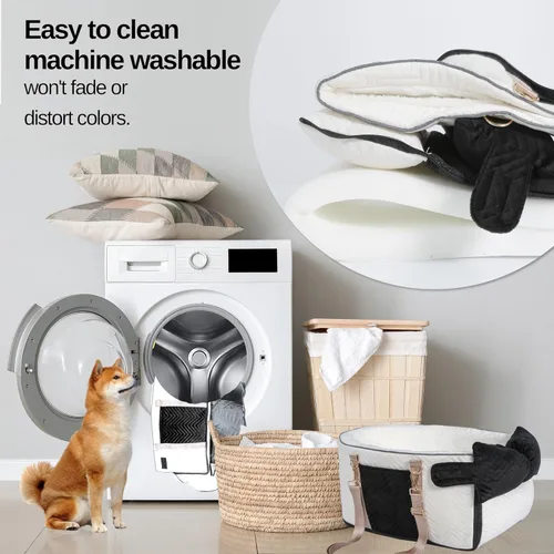 Miniatura 5 de Asiento de coche para perros pequeños, consola central portátil ajustable, asiento de auto para perro, asiento de auto extraíble para gatos, asiento