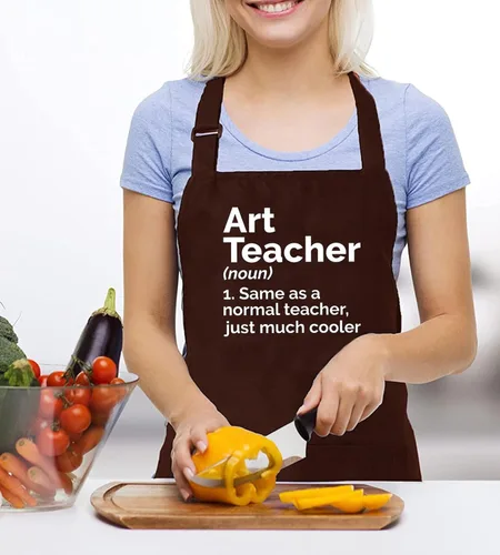 Miniatura 2 de Art Teacher Apron for Women Art Lovers Waterproof Adjustable Bib 2 Pockets Kitchen Cooking Apron Artist Mentor Gift Brown