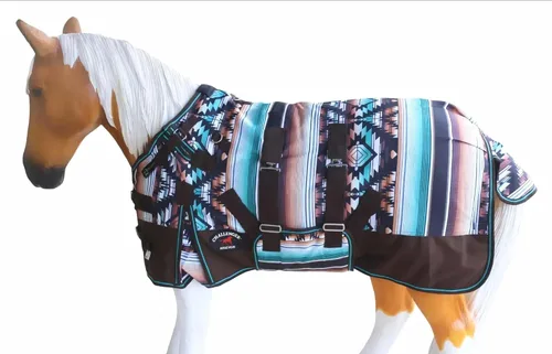 Miniatura 9 de 44" 1200D Manta de invierno para miniatura, caballo destetado, poni, burro 51977B Tela escocesa turquesa