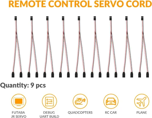 Miniatura 2 de SUPULSE 9 piezas JST Y conector 3 Pin JST Plug C-Y línea servo cable de extensión Cable de cable hembra a macho RC Servo Conectores para RC JR