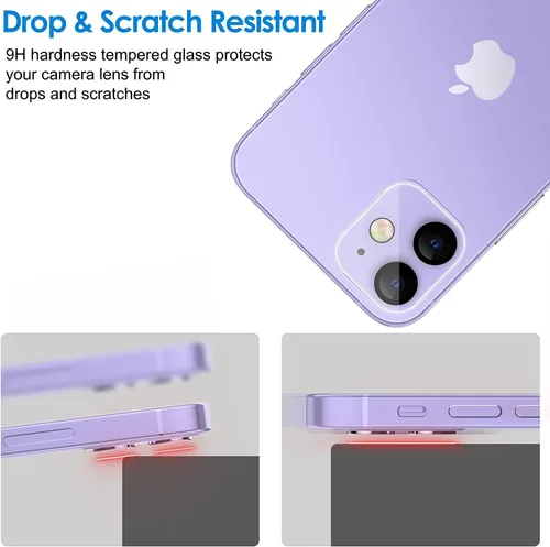 Miniatura 9 de Protector de lente de cámara para iPhone 11/12 Mini, vidrio templado, cobertura completa, antiarañazos, paquete de 2