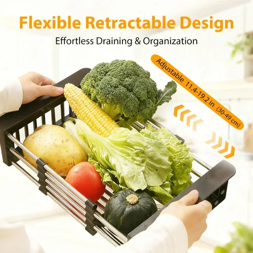 Miniatura 4 de SUNKIM Extend - Cesta de drenaje para fregadero de cocina, 2026, nuevo fregadero de cocina retráctil, escurridor de platos ajustable con cesta