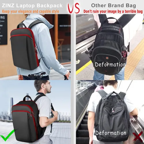 Miniatura 5 de ZINZ Mochila delgada y expandible para laptop de 15, 15.6 y 16 pulgadas, antirrobo, bolsa de viaje de negocios con USB, mochila multiusos de gran
