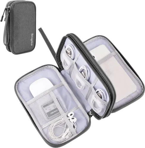Bevegekos Organizador mediano de viaje Tech, bolsa de transporte para electrónica y accesorios (gris oscuro, mediano)
