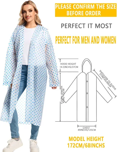 Miniatura 137 de 2 abrigos de lluvia de Borogo para adultos, chaquetas de lluvia reutilizables para hombres y mujeres