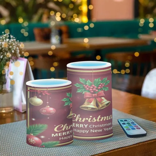 Miniatura 6 de Kcldeci Velas sin llama, copos de nieve de Navidad, bolas de Navidad, funcionan con pilas, velas LED sin llama, juego de 2
