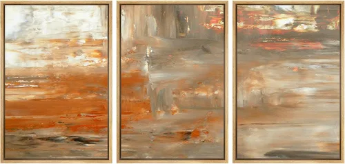 Miniatura 56 de wall26 Lienzo enmarcado para pared, juego de arte con trazos de pintura roja y naranja vibrante, paisaje, formas abstractas, ilustraciones, arte