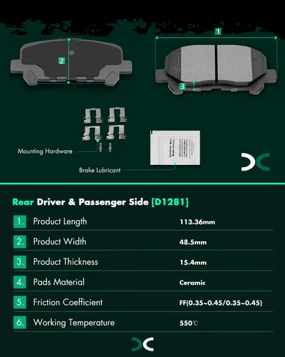 Miniatura 3 de SCITOO Juego de pastillas de freno de cerámica traseras D1281 para Acura MDX 2007-2013, Acura ZDX 2010-2013, Honda Odyssey 2011-2017, Honda Pilot